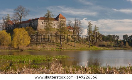 Castle, , lake, castle, sky, clouds, Reed,  fortification fortification, wall