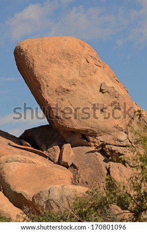 Roadside desert rock formation in southern Arizona at Texas Canyon near Tucson