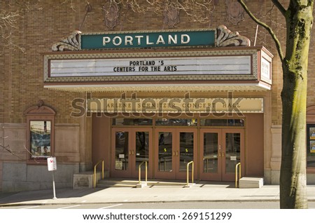 Portland, OR, USA - February 21, 2014: Arlene Schnitzer Concert Hall, Portland Center for the Performing Arts, South Park Blocks