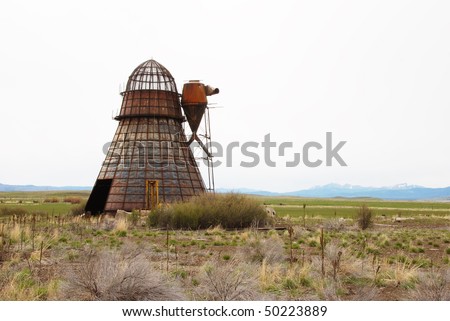 Old Wigwam burner at a old lumber mill site in Seneca Oregon along State Hwy 395 just south of John Day.