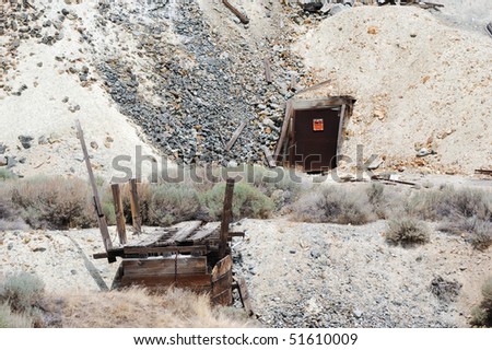 Old Mine Entry and Bridge in the mining district around Virginia City NV about 30 miles South of Reno