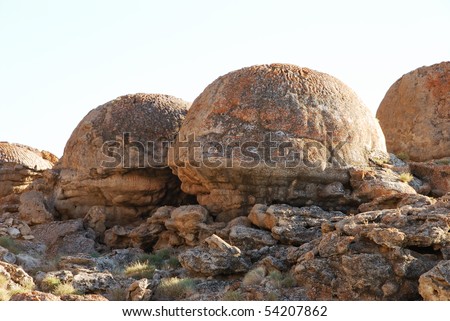 Mushroom Caps, Tufa rock formations along Pyramid Lake in the Great Basin northeast from Reno Nevada