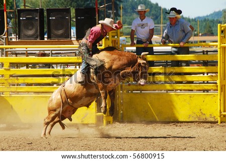 YONCALLA, OR - JULY 4: Bull Riding on the 4th of July in this Northwest Professional Rodeo Association stop in the small southern Oregon town. July 04, 2010 in Yoncalla, OR