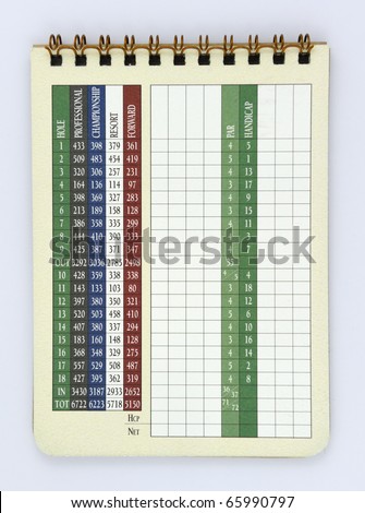 Blank Golf Score Card