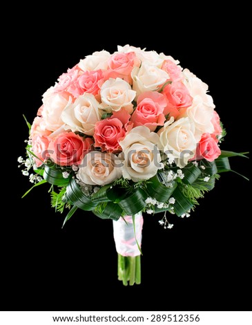 Wedding bridal bouquet of roses. isolated