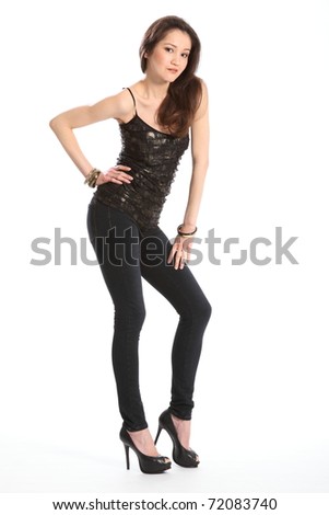 Beautiful Girl In Skinny Jeans Stock Photo 72083740 : Shutterstock