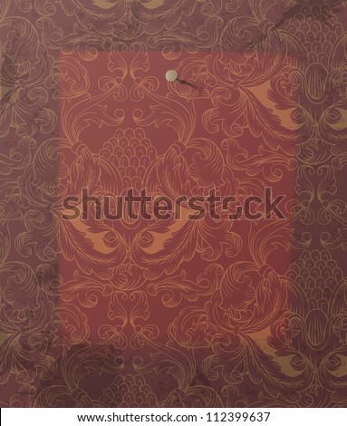 Picture mark on vintage wallpaper. Raster version, vector file available in portfolio.