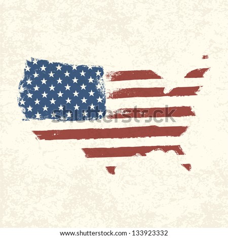 USA flag. Shape of american map. Vector, EPS10