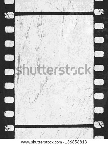 Grunge monochrome filmstrip with space for text . Vector