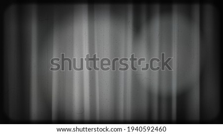 Old cinema blank Screen. Black noir screen with curtains and editable light area. Vintage retro scene like in old time hollywood movies
