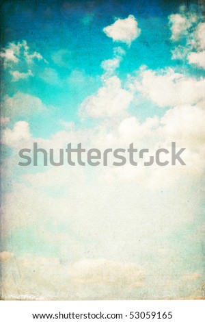Vintage vertical sky background isolated on white.