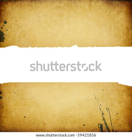 Vintage banner with torn edges isolated on white.