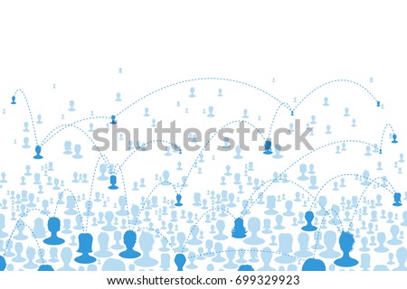 Social communications concept. People heads silhouettes composed in one net. Social media concept background, isolated to white
