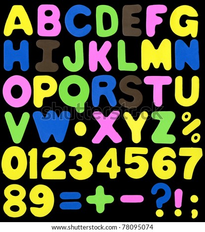 Alphabet Made Of Neon Color Sponge Alike Soft Plastic, Containing ...