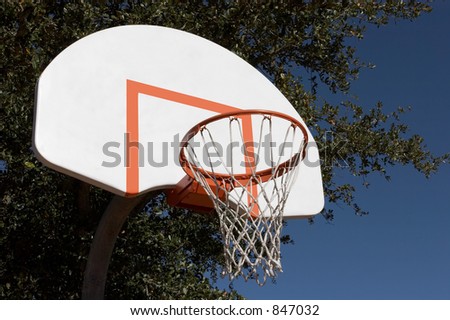 Basketball backboard, hoop, and net