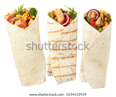 Similar – Foto Bild Pflanzliche Tortilla-Wraps isoliert auf gelbem Hintergrund. Ansicht von oben