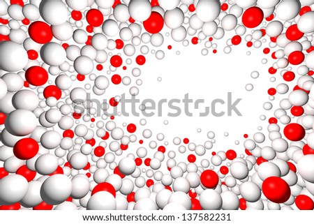 abstract background of red and white balls, with room for text