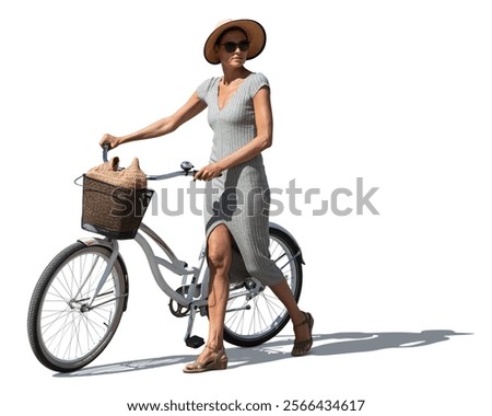 Similar – Image, Stock Photo Woman with bicycle walking in park