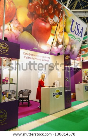 MOSCOW-SEPTEMBER 13: Exposition of the American company in the wholesale trade in food products at International Food & Drinks Exhibition on September 13, 2011 in Moscow