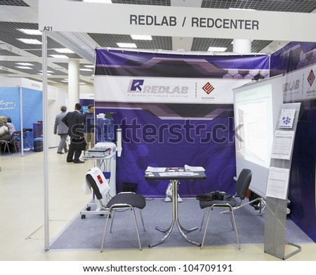 MOSCOW-JUNE 5:The Russian company REDLAB provides comprehensive services in the field of Information Technology at the international exhibition MODERN EDUCATION on June 5, 2012 in Moscow