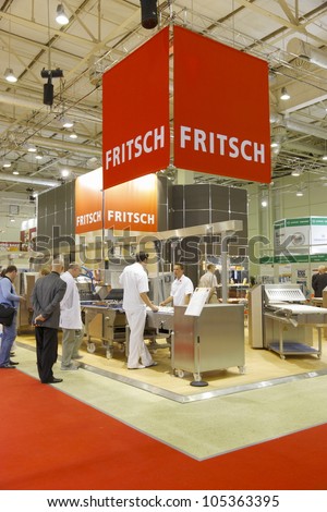 MOSCOW-JUNE 15:Exposition of the German company FRITSCH develops and manufactures equipment for baking all bakery products at the international exhibition MODERN BAKERY 2012 on June 15, 2012 in Moscow