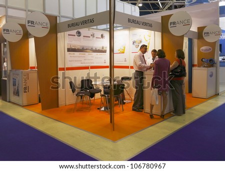 MOSCOW-JUNE 25:Stand French company BUREAU VERITAS to address safety and security in the oil and gas industry at the international exhibition NEFTEGAZ-2012 on June 25, 2012 in Moscow