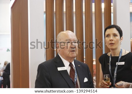 MOSCOW-MAY 16:The son of Igor Sikorsky Sergey celebrates the 90th anniversary the company \