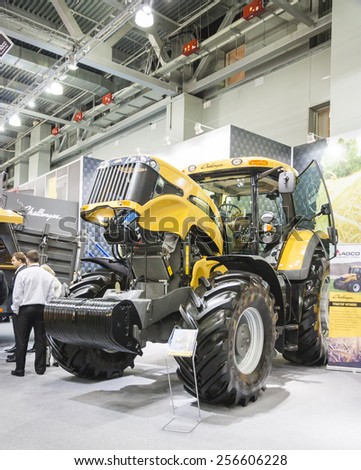 MOSCOW- OCTOBER 11:Tractor the brand Challenger American company AGCO at the international exhibition AGROSALON on October 11,2012 in Moscow