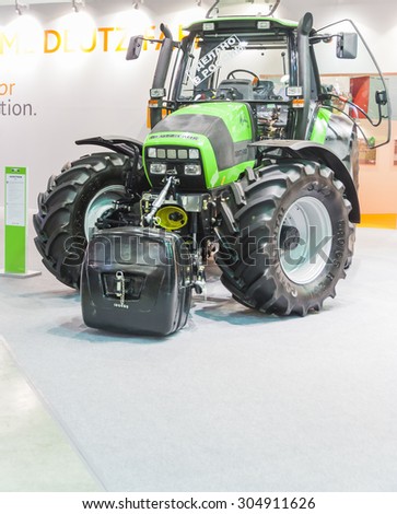 MOSCOW- OCTOBER 11, 2012: Agricultural machines of the German company DEUTZ FAHR at the International Trade Fair AGROSALON