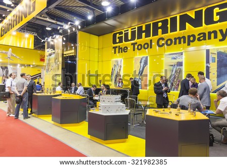 MOSCOW-MAY 30, 2013: Booth metal working tools of the German company GUHRING at the International Trade Fair METALLOOBRABOTKA