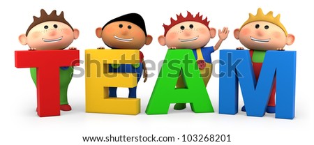 Cute Little Cartoon Boys With Team Letters - High Quality 3d ...