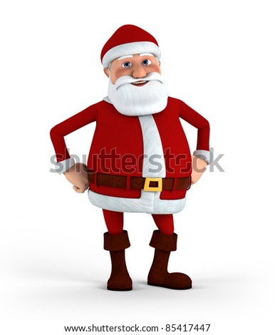 Cartoon Santa Claus Standing With Hands To His Hips - High Quality 3d ...