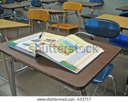 School Desk with Textbook