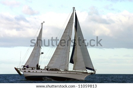Yacht under sail in the ocean