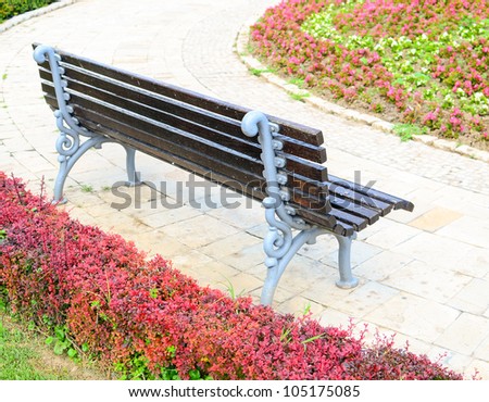 Park bench in flower park