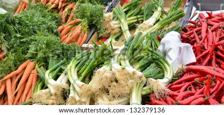 Vegetables at market background