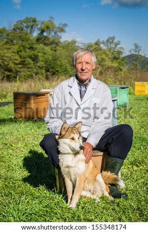 Dog - husky the good assistant not only on hunting, but also on an apiary...