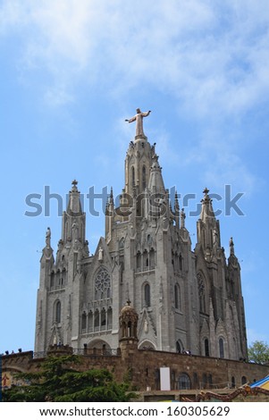 Church of the Sacred Heart of Jesus on summit of Mount Tibidabo in Barcelona, Catalonia, Spain.