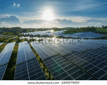 Similar – Image, Stock Photo Solar system on the roof with snow in winter. Remove snow from solar panels in winter. Remove snow photovoltaic system