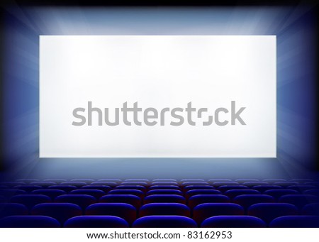 Projection screen in cinema. Vector illustration.