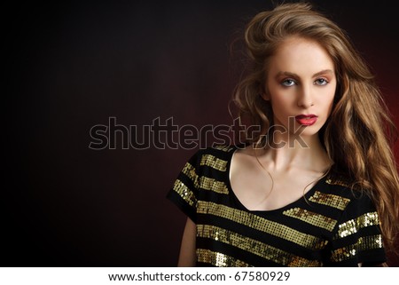 Head shot portrait of sexy young party woman