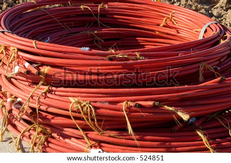 A bundle of electrical cable at a residential home construction site.