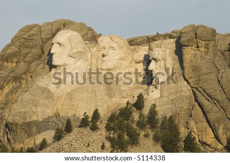 Early morning view of Mount Rushmore National Monument in the Black Hills of South Dakota.