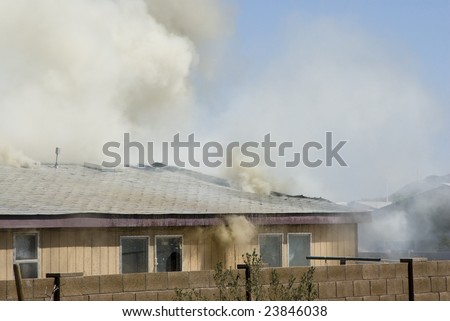 house on fire in a residential area
