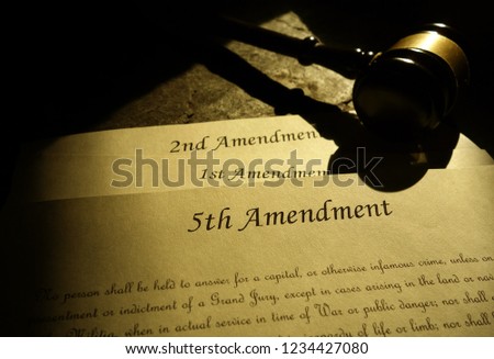 Fifth, First and Second Amendments of the United States Constitution Foto stock © 