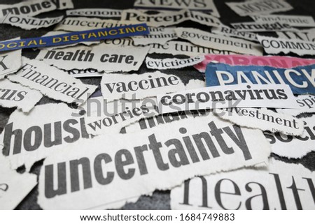 Corona Virus and economy related newspaper headlines 