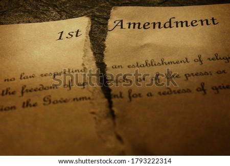 The First Amendment of the US Constitution, torn in half. Civil rights concept                         Foto stock © 