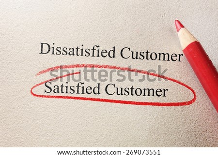 Red pencil Satisfied Customer on questionnaire