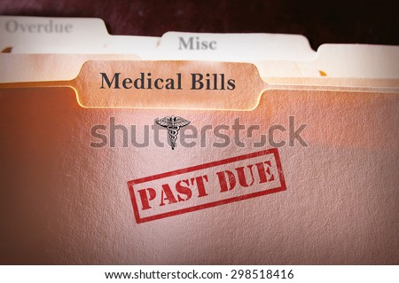 File folders with Past Due Medical Bills text