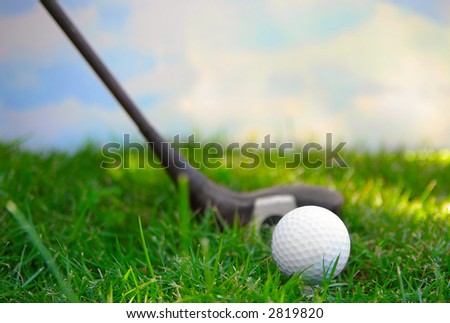 Golf ball and sky